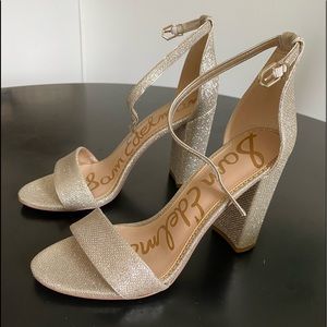 NWT Sam Edelman Yaro Lt Gold Mesh block heels.